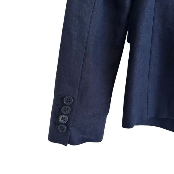 J Crew Navy Blue 100% Linen One Button Structured Blazer Size 4 - Picture 5 of 7
